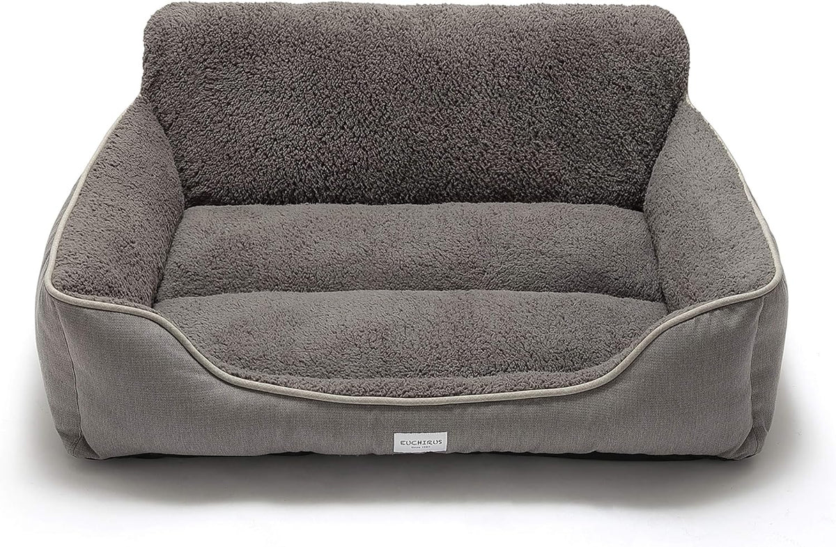 Cozy Rectangular Dog Bed for All Breeds - Washable, Anti-Slip Design in Grey