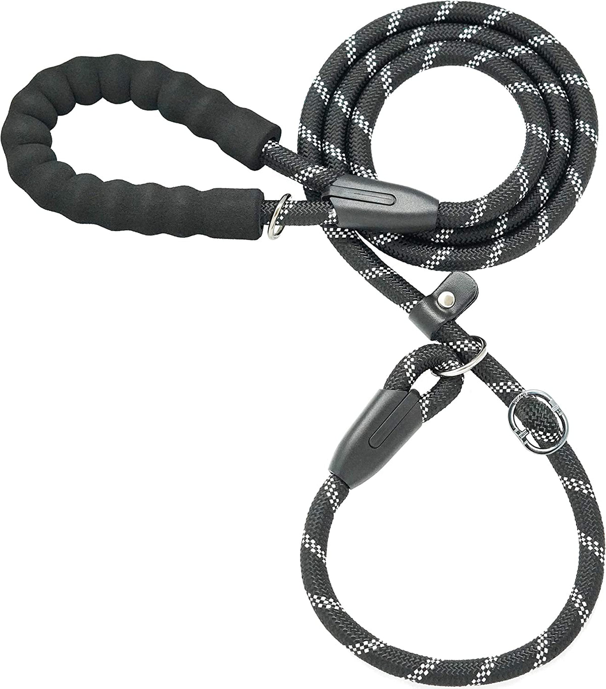 Premium Durable Slip Lead Dog Leash - 1/2" x 6 FT, Black with Padded Handle and Reflective Threads for Ultimate Control