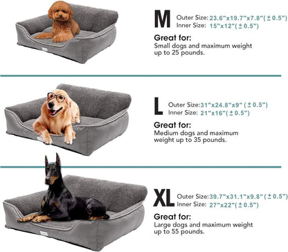 Cozy Rectangular Dog Bed for All Breeds - Washable, Anti-Slip Design in Grey