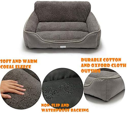 Cozy Rectangular Dog Bed for All Breeds - Washable, Anti-Slip Design in Grey