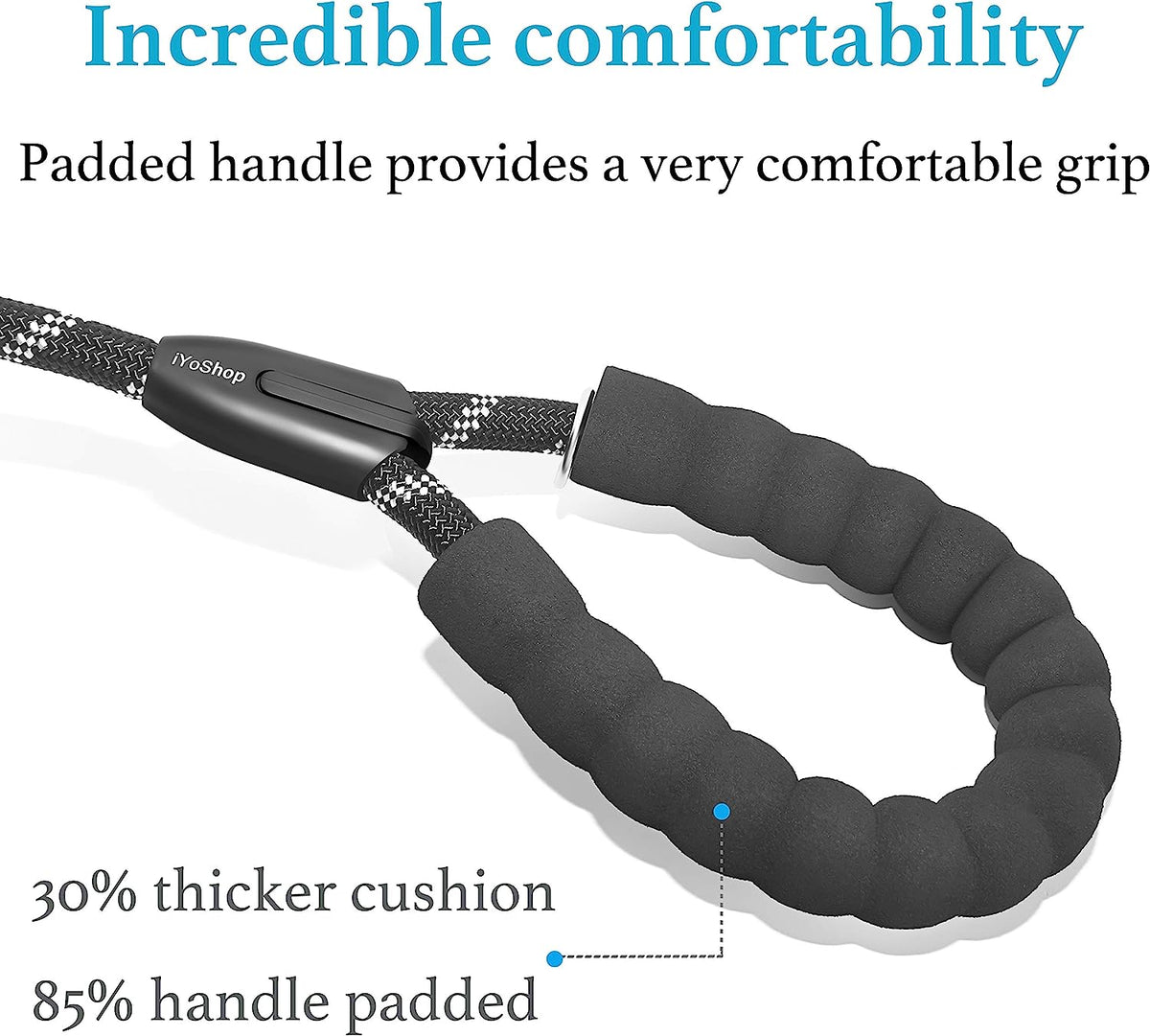 Premium Durable Slip Lead Dog Leash - 1/2" x 6 FT, Black with Padded Handle and Reflective Threads for Ultimate Control