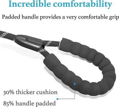 Premium Durable Slip Lead Dog Leash - 1/2" x 6 FT, Black with Padded Handle and Reflective Threads for Ultimate Control
