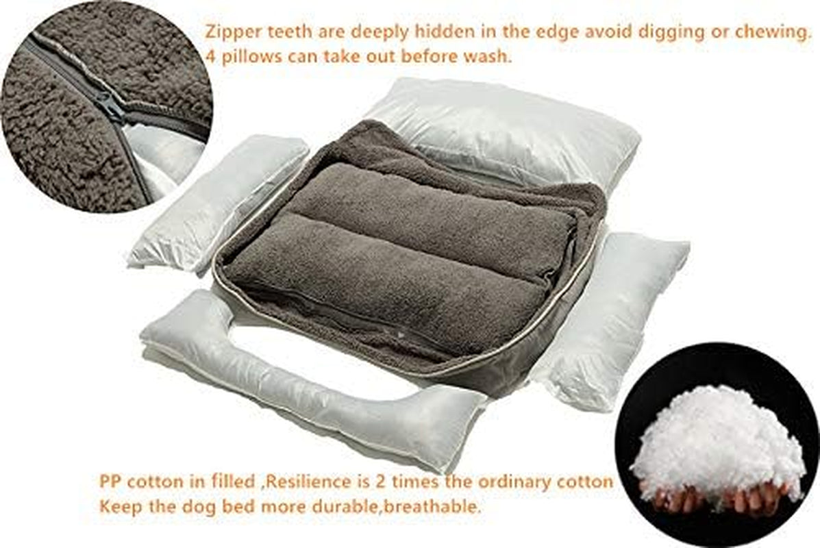 Cozy Rectangular Dog Bed for All Breeds - Washable, Anti-Slip Design in Grey