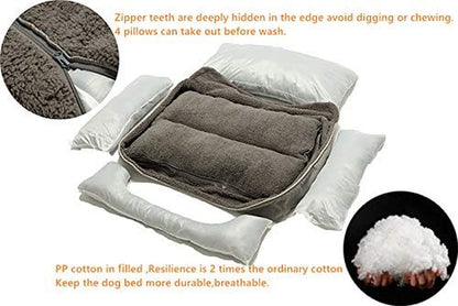 Cozy Rectangular Dog Bed for All Breeds - Washable, Anti-Slip Design in Grey
