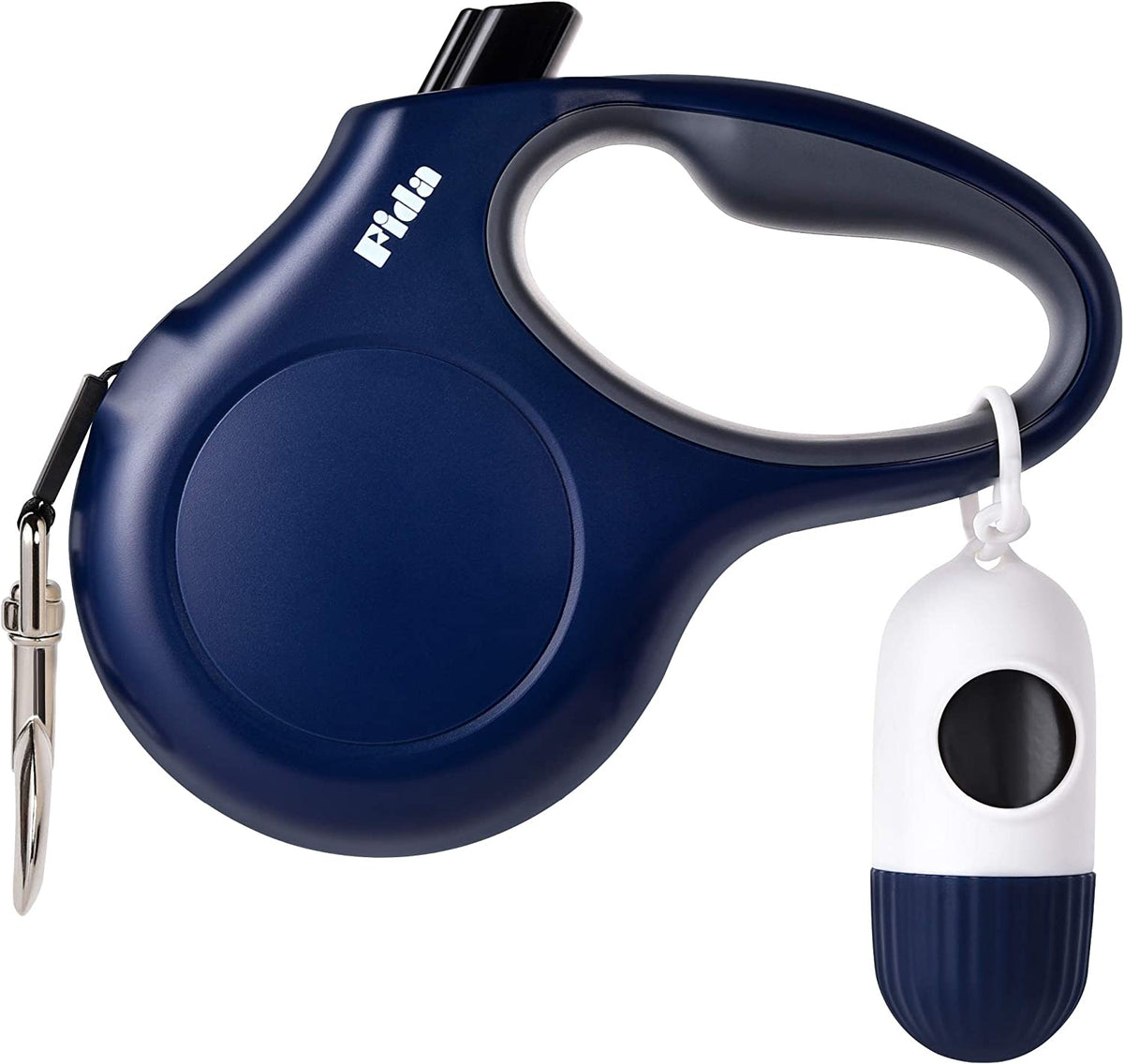 Navy Blue 16 Ft Retractable Dog Leash with Integrated Dispenser and Poop Bags